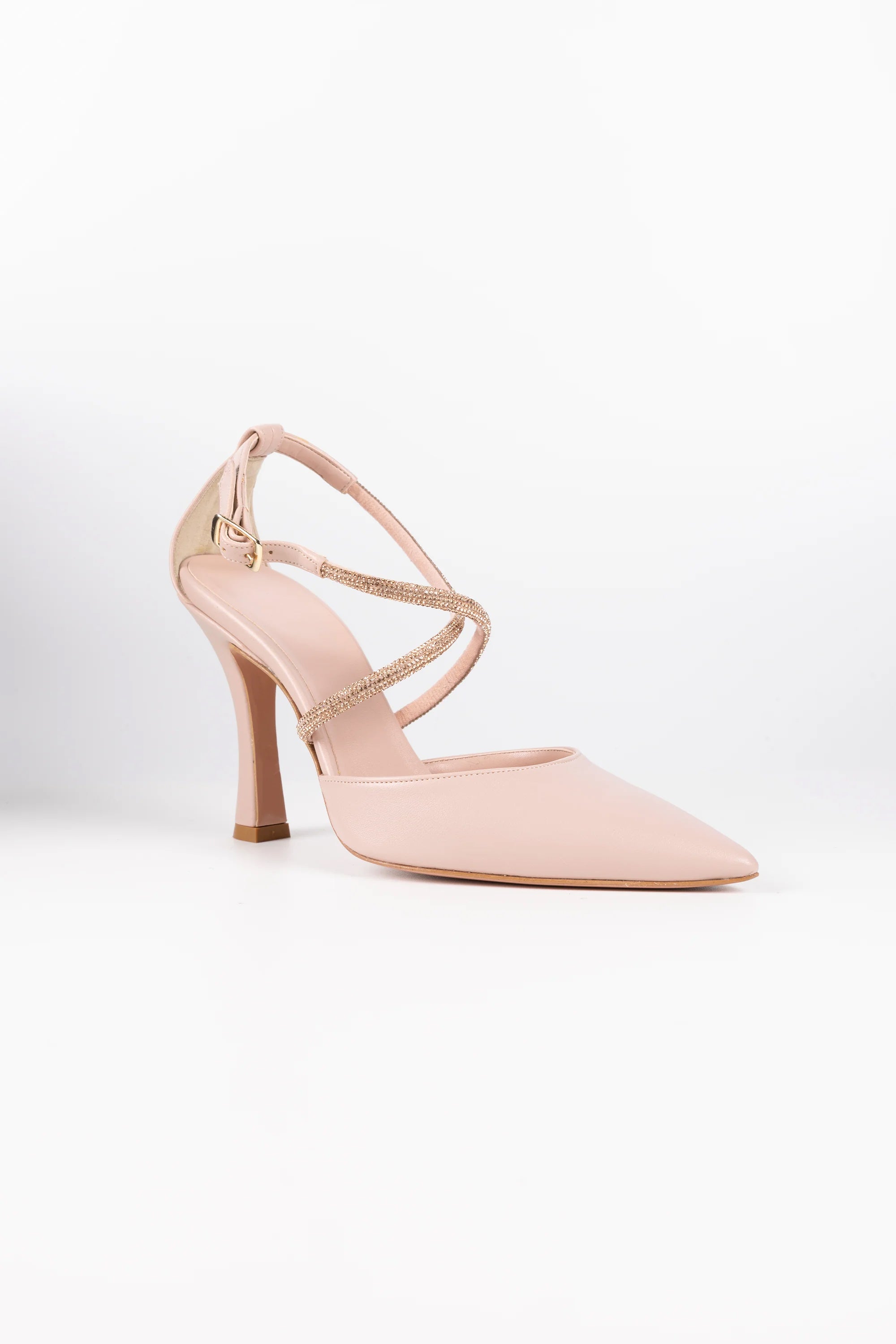 Isabel Blush Pink  Heels with Crystal Straps
