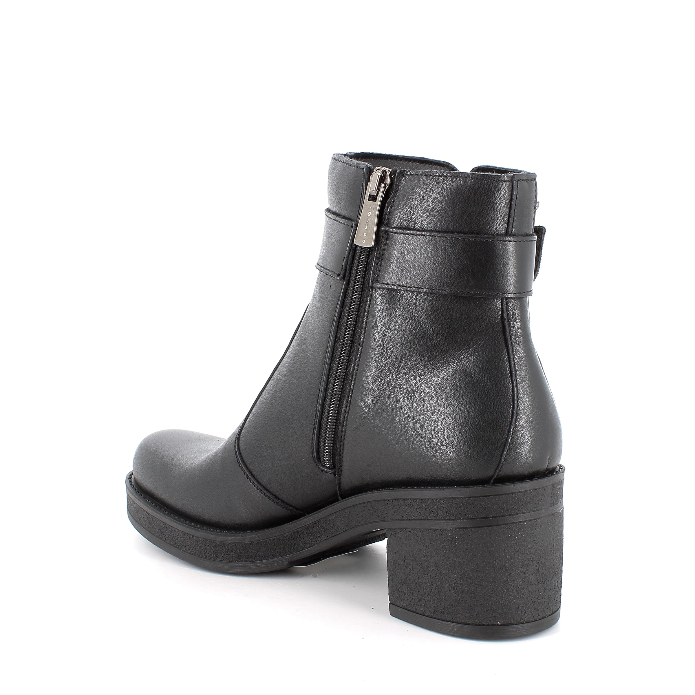 Women’s Black Leather Heeled Booties with Side Zipper – Made in Italy