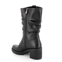 Women’s Black High Leather Boots with Wide Heel