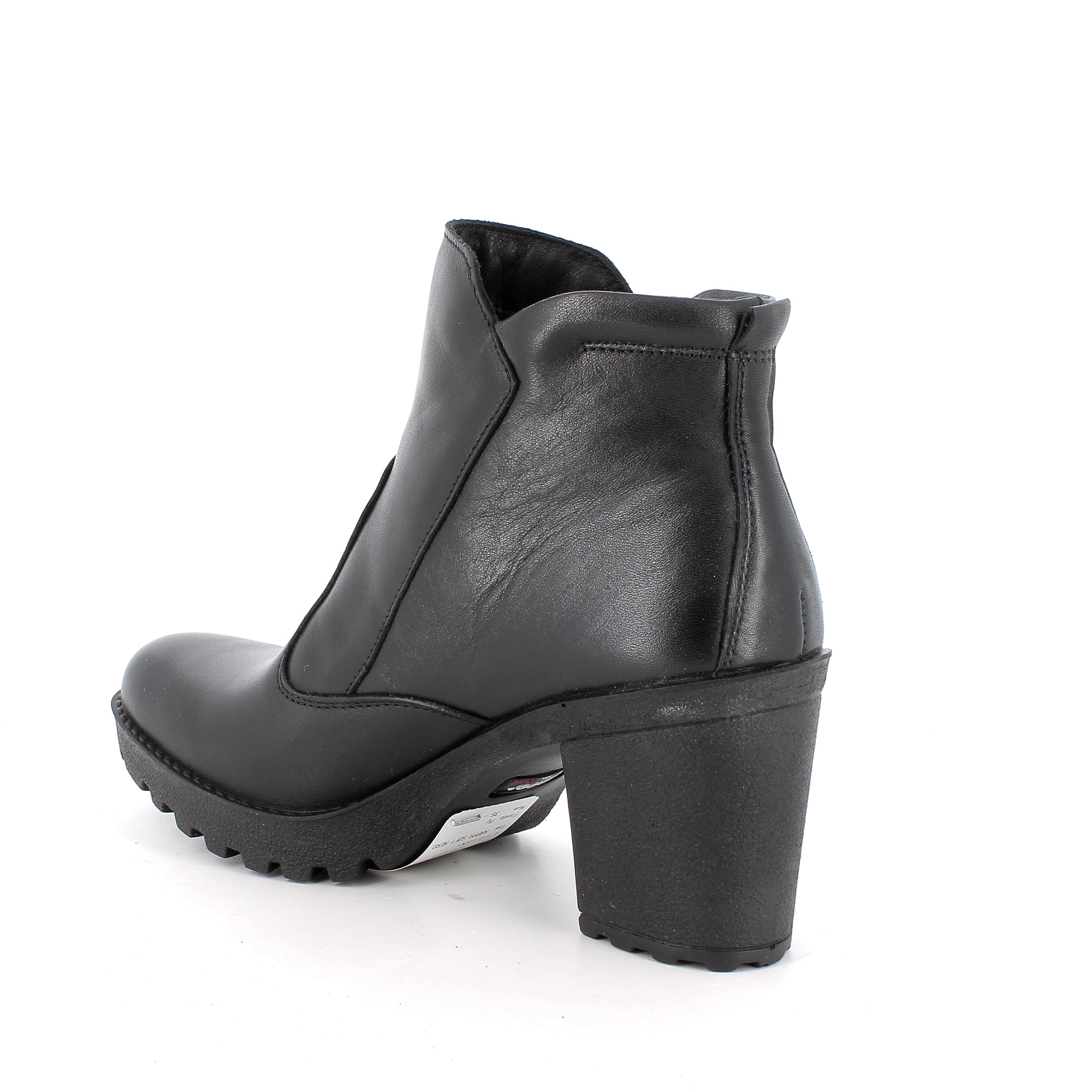 Women’s Black Leather Booties with Side Zip and Platform Heel