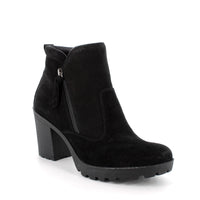 Women’s Suede Booties with Platform Heel and Side Zip
