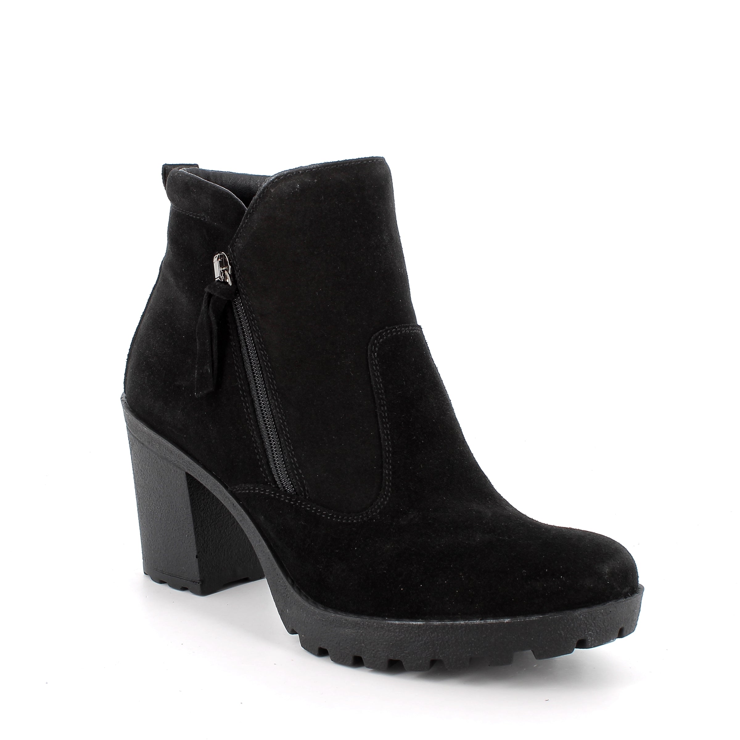 Women’s Suede Booties with Platform Heel and Side Zip
