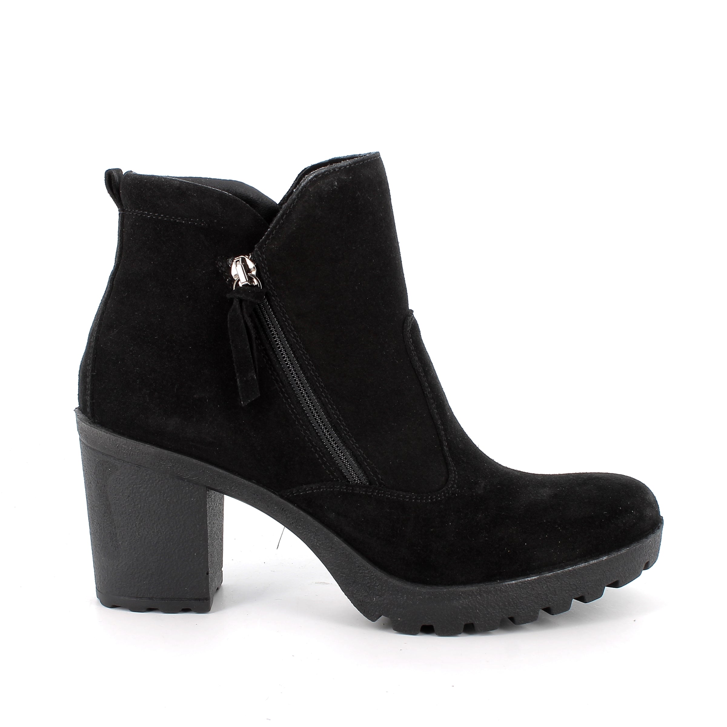 Women’s Suede Booties with Platform Heel and Side Zip