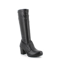 Women’s Knee-High Boots with High Heel and Side Zip – Black
