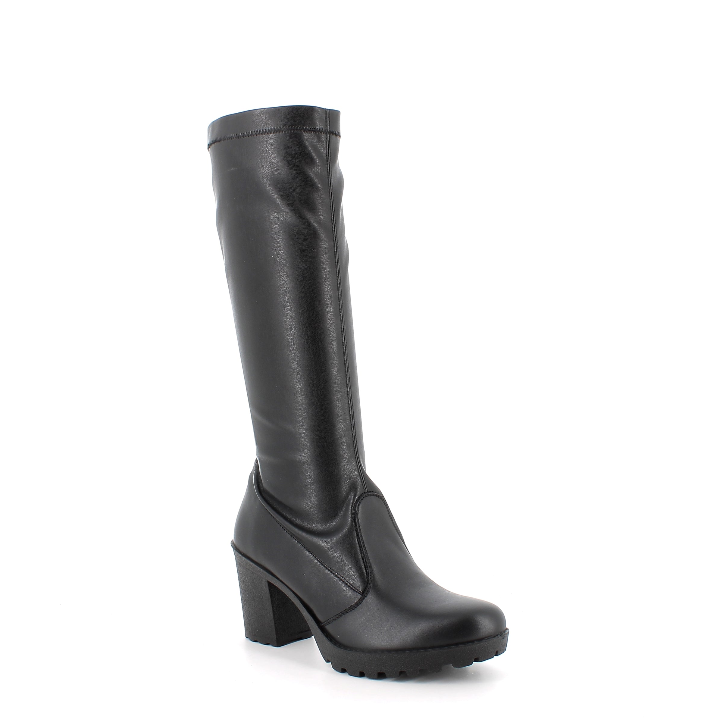 Women’s Knee-High Boots with High Heel and Side Zip – Black