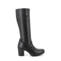 Women’s Knee-High Boots with High Heel and Side Zip – Black