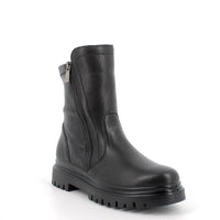 Women’s Black Leather Booties with Urban Sole and Side Zip