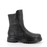 Women’s Black Leather Booties with Urban Sole and Side Zip