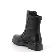 Women’s Black Leather Booties with Urban Sole and Side Zip