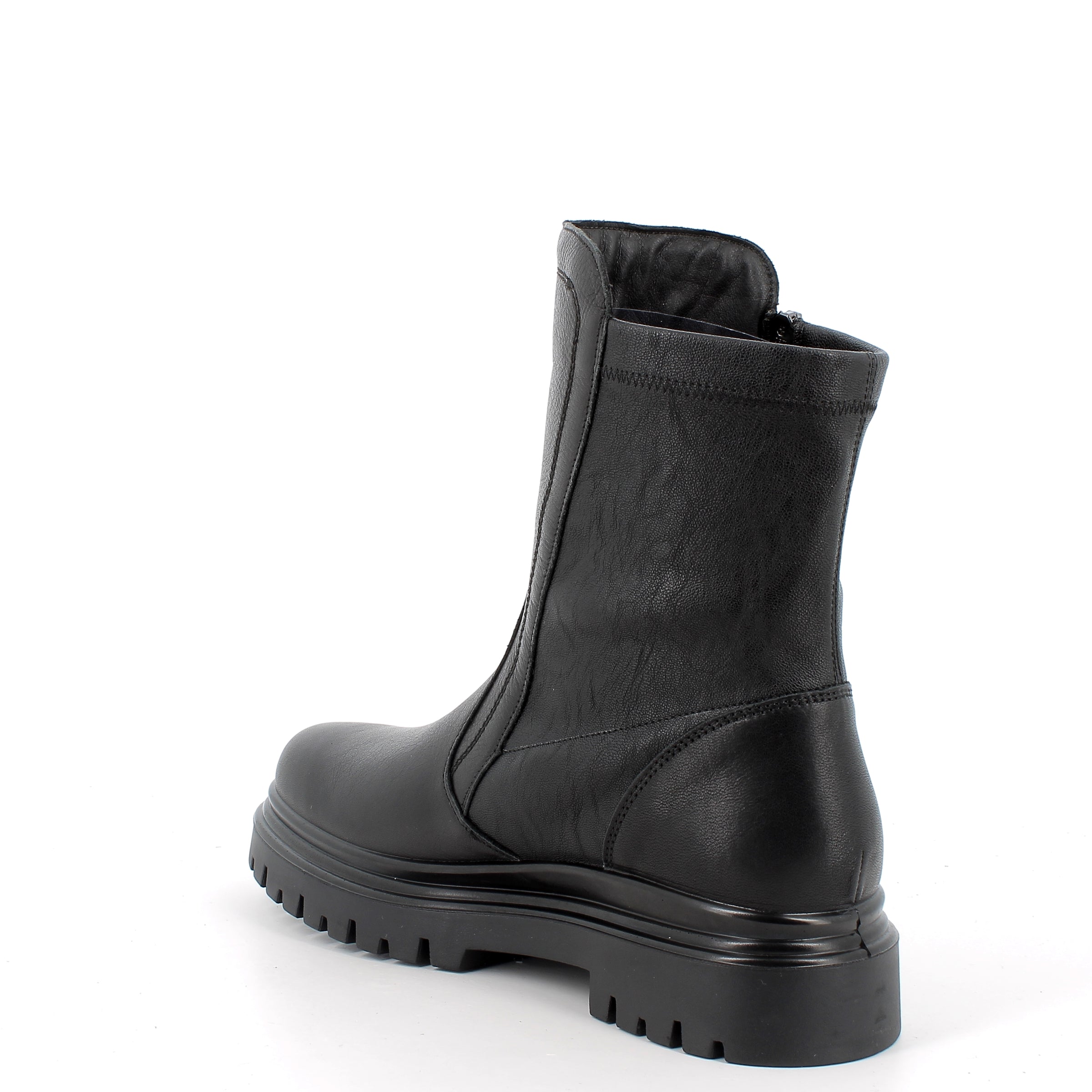 Women’s Black Leather Booties with Urban Sole and Side Zip