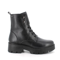 Women’s Black Leather Booties with Rhinestone Tongue and Side Zip