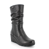 Women’s Black Leather Booties with Side Zip