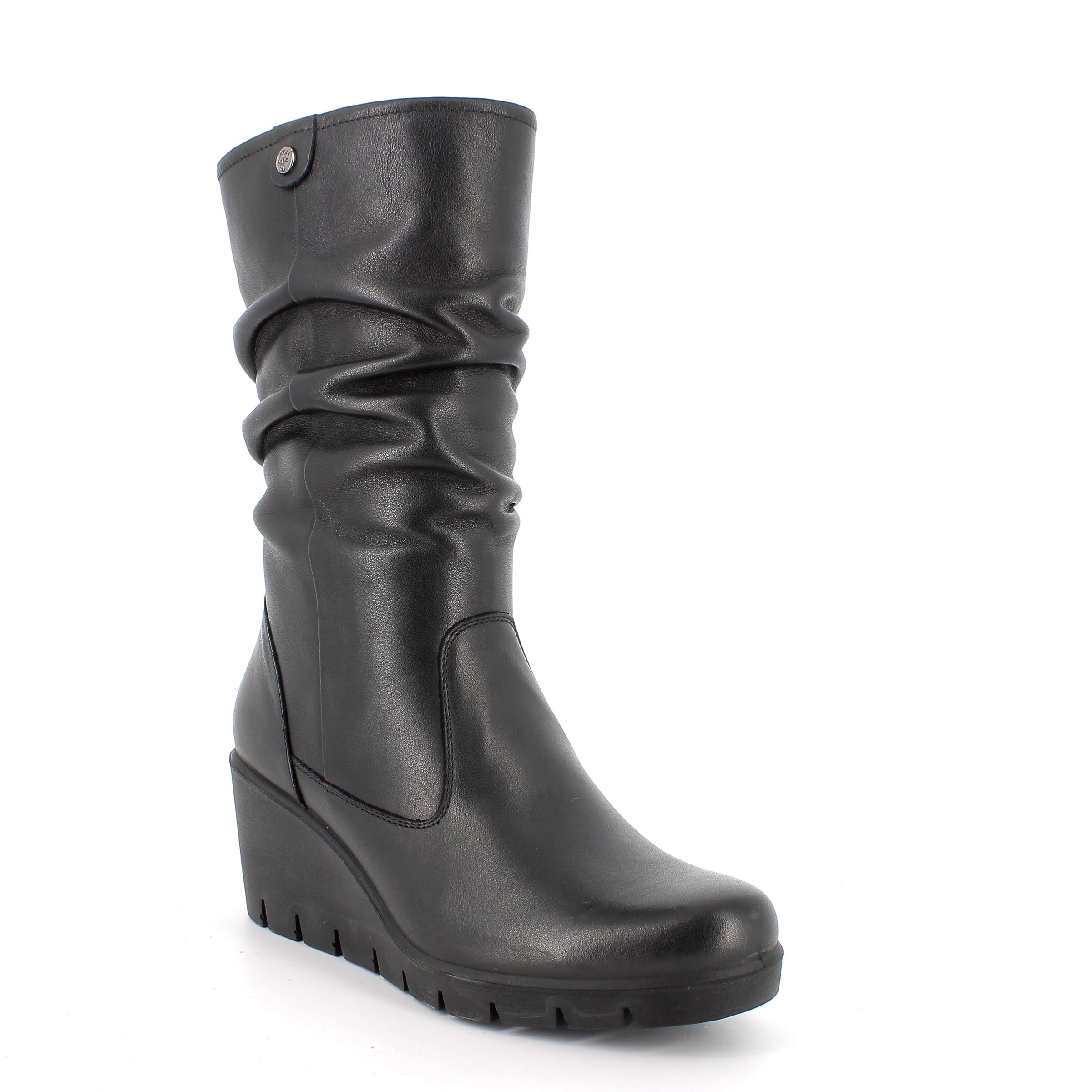 Women’s Black Leather Booties with Side Zip