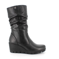 Women’s Black Leather Booties with Side Zip