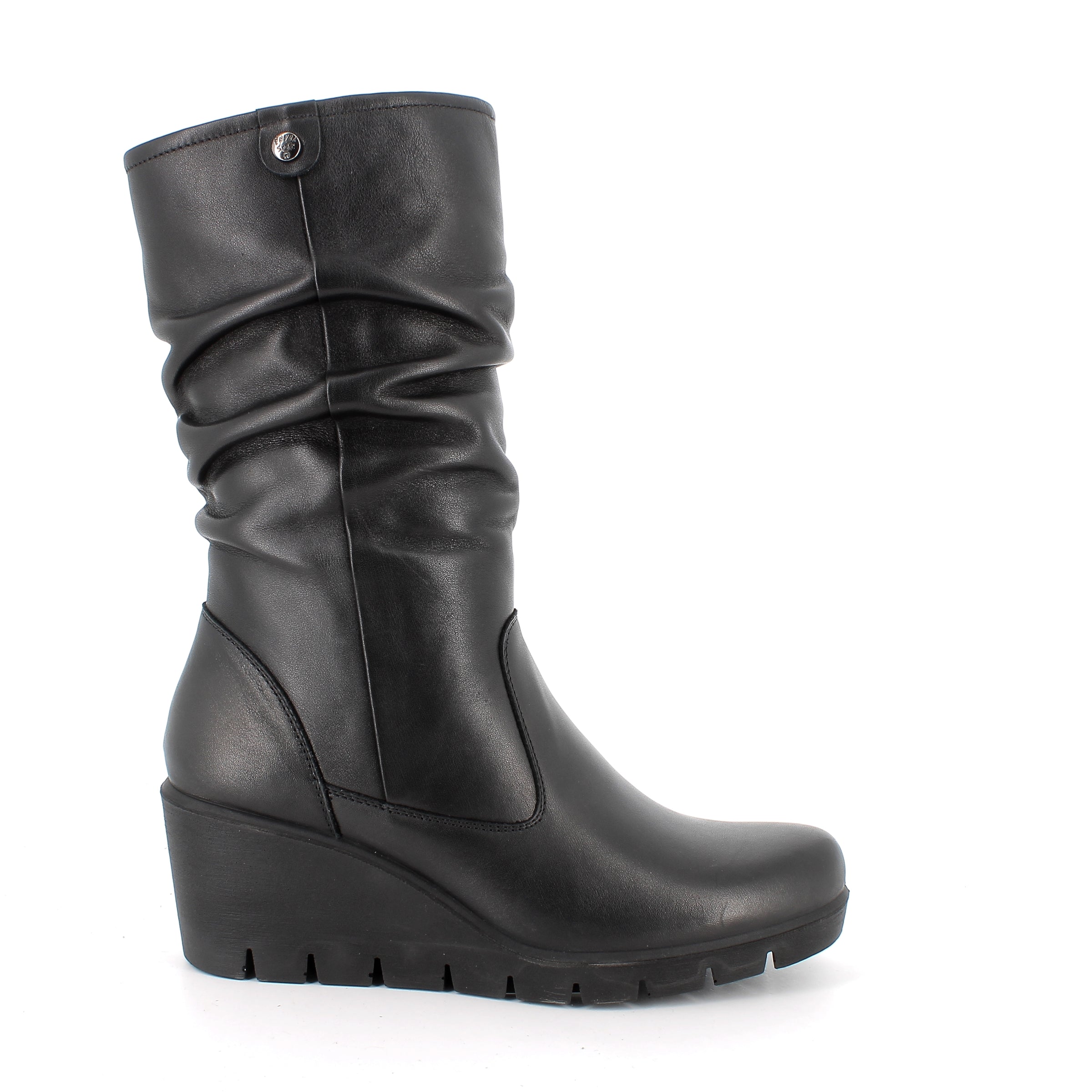 Women’s Black Leather Booties with Side Zip