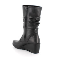 Women’s Black Leather Booties with Side Zip