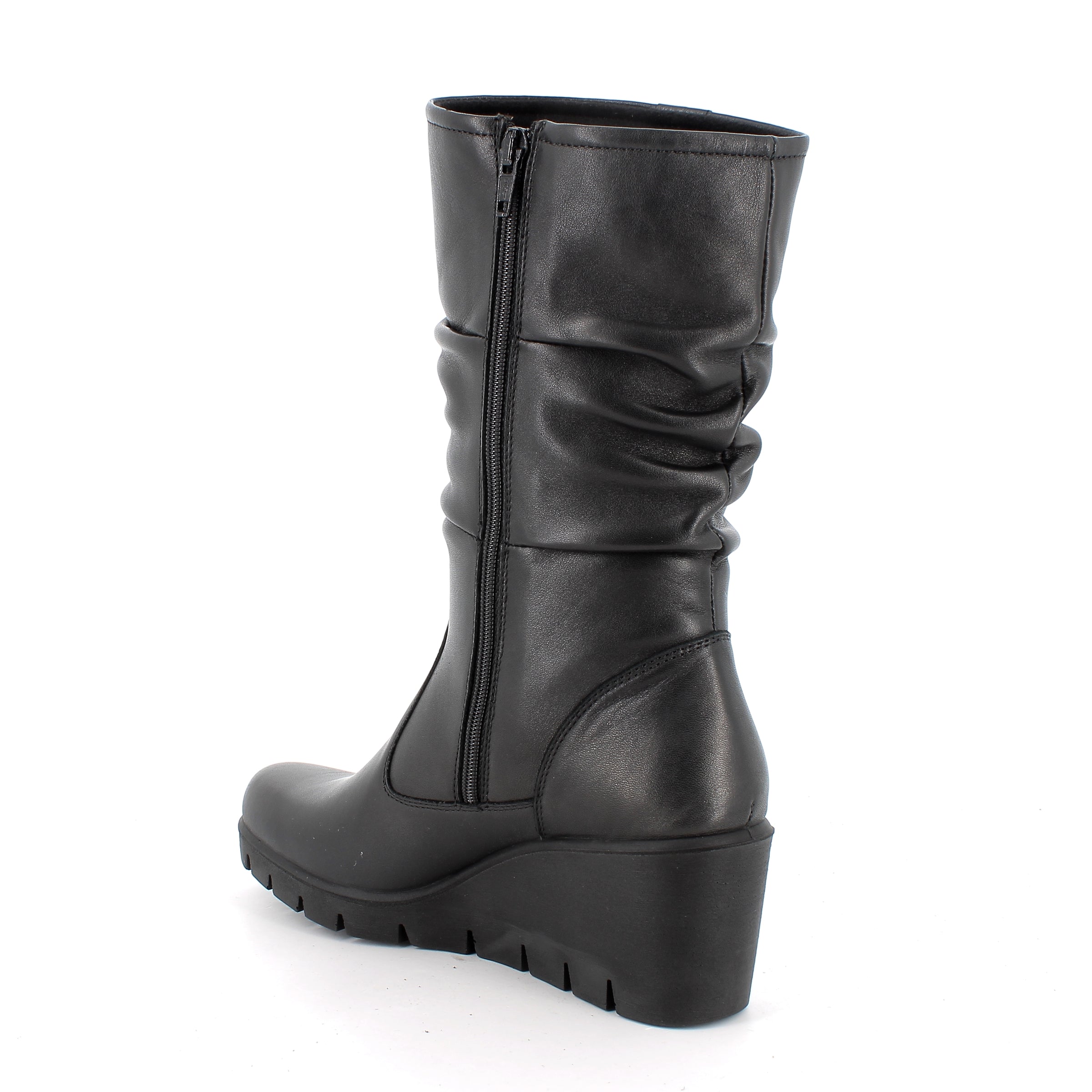 Women’s Black Leather Booties with Side Zip