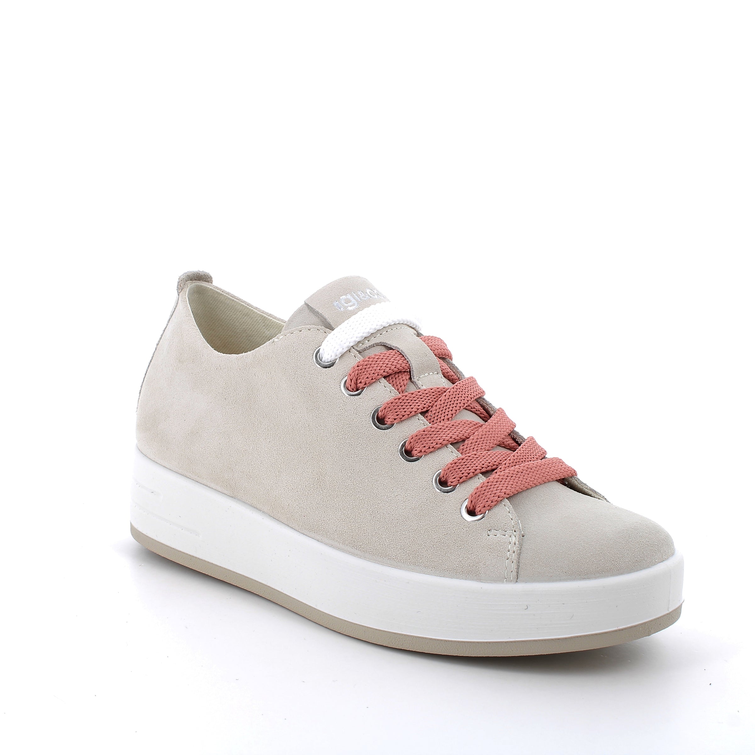 Women's White and Beige Lace-Up Fashion Sneakers