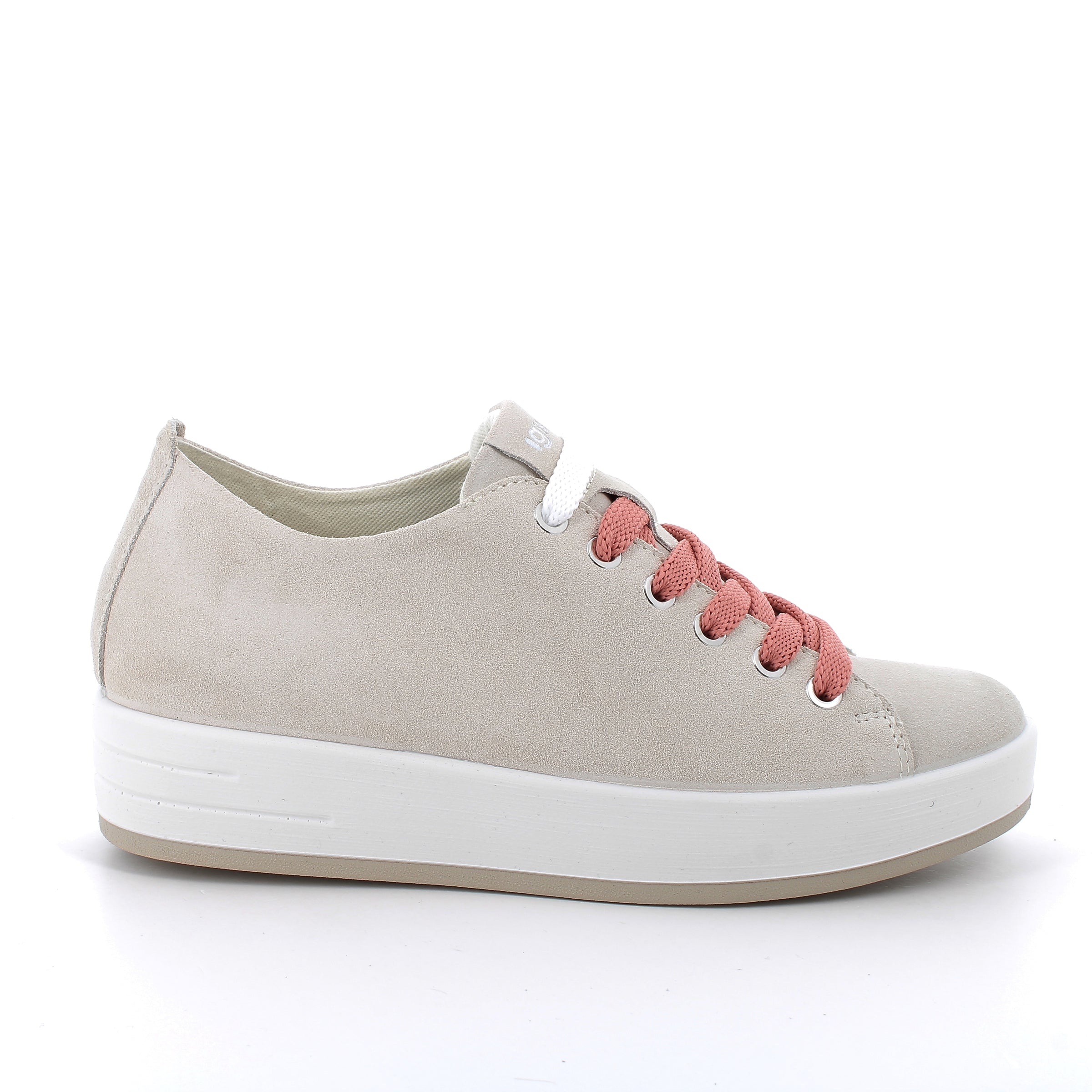 Women's White and Beige Lace-Up Fashion Sneakers