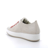 Women's White and Beige Lace-Up Fashion Sneakers