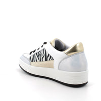 Women's Fashion Sneakers White and Silver Lace Up