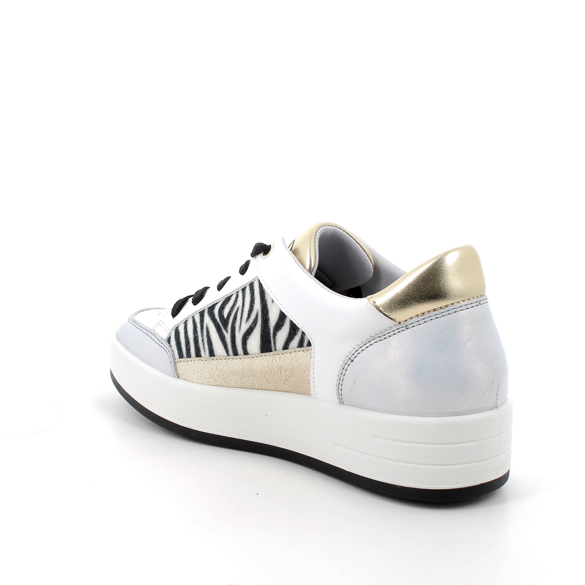 Women's Fashion Sneakers White and Silver Lace Up