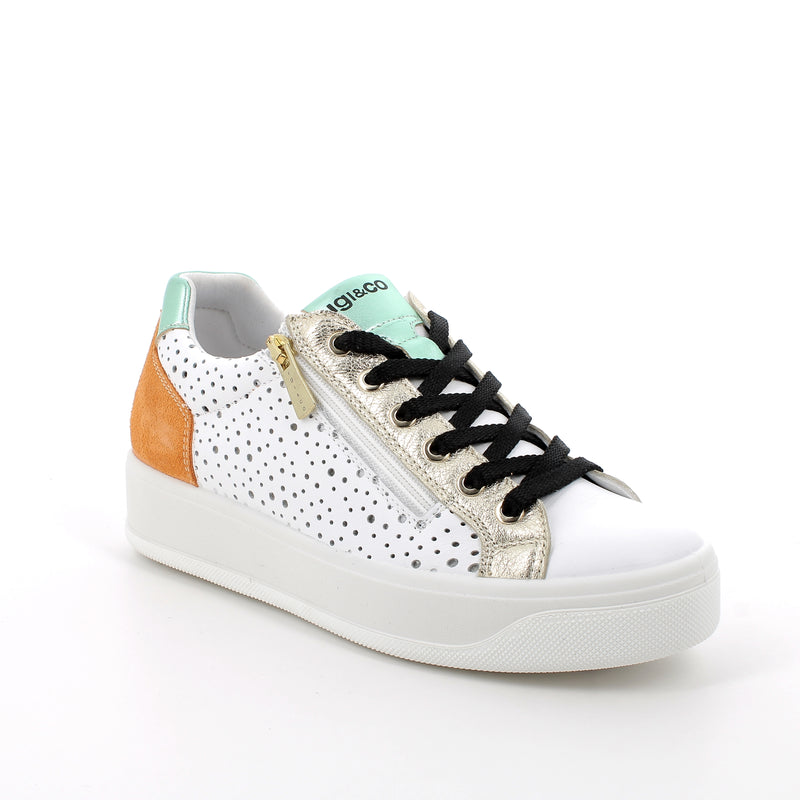 Women's Fashion Sneakers White And Yellow With Zipper Breathable