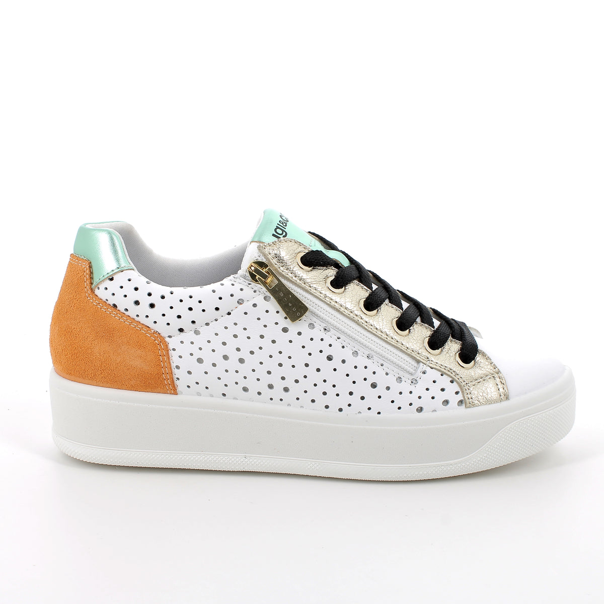 Women's Fashion Sneakers White And Yellow With Zipper Breathable