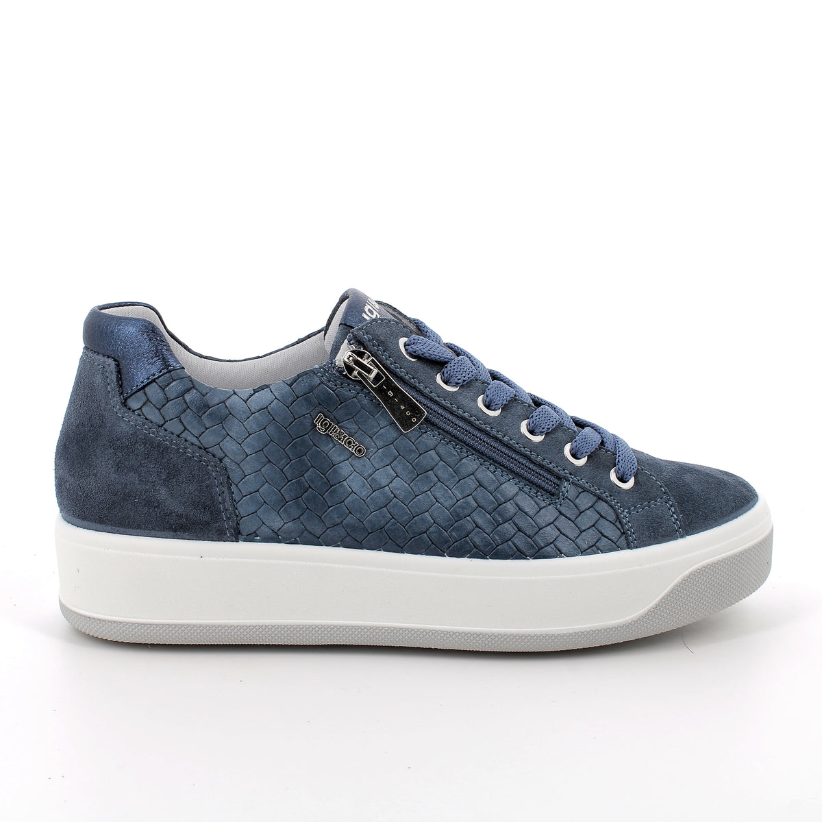 Women's Fashion Sneakers Blue With Zipper and Laces