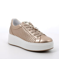 Women's Platform Wedge Fashion Sneakers Platinum with Laces