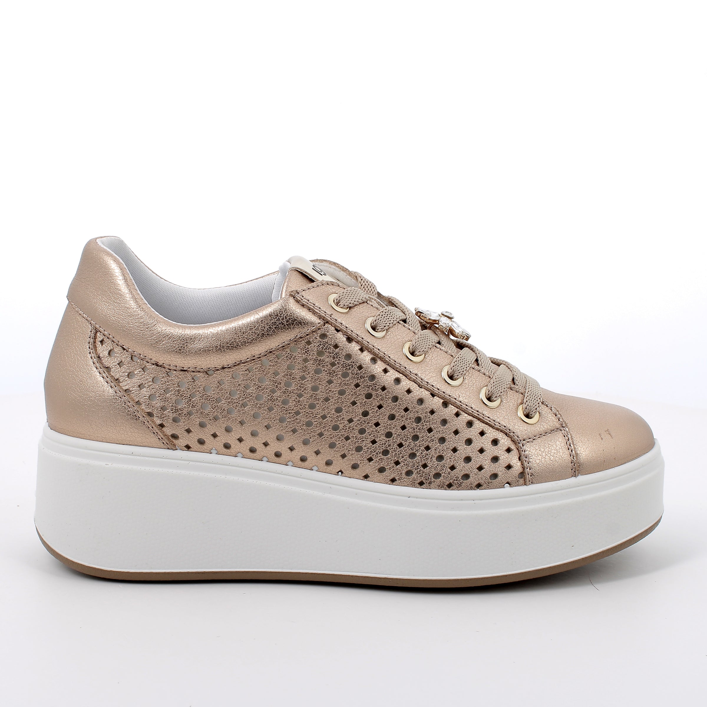 Women's Platform Wedge Fashion Sneakers Platinum with Laces