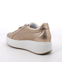 Women's Platform Wedge Fashion Sneakers Platinum with Laces