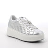 Women's Platform Wedge Fashion Sneakers Silver with Laces