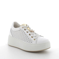 Women's Platform Wedge Fashion Sneakers White with Laces