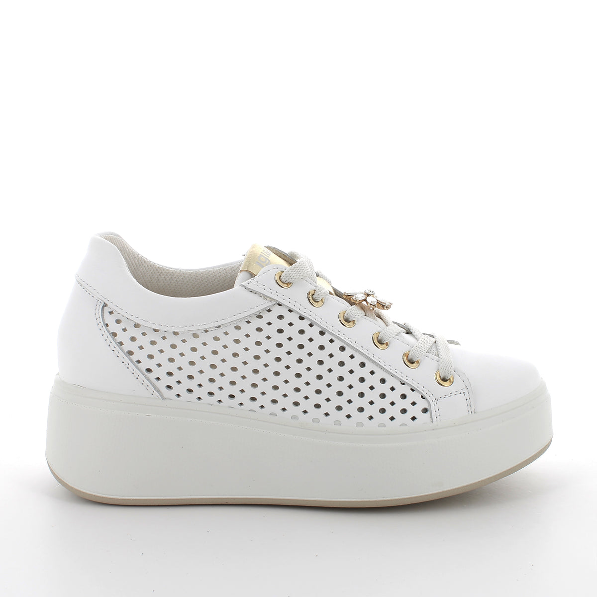 Women's Platform Wedge Fashion Sneakers White with Laces