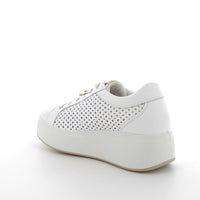 Women's Platform Wedge Fashion Sneakers White with Laces