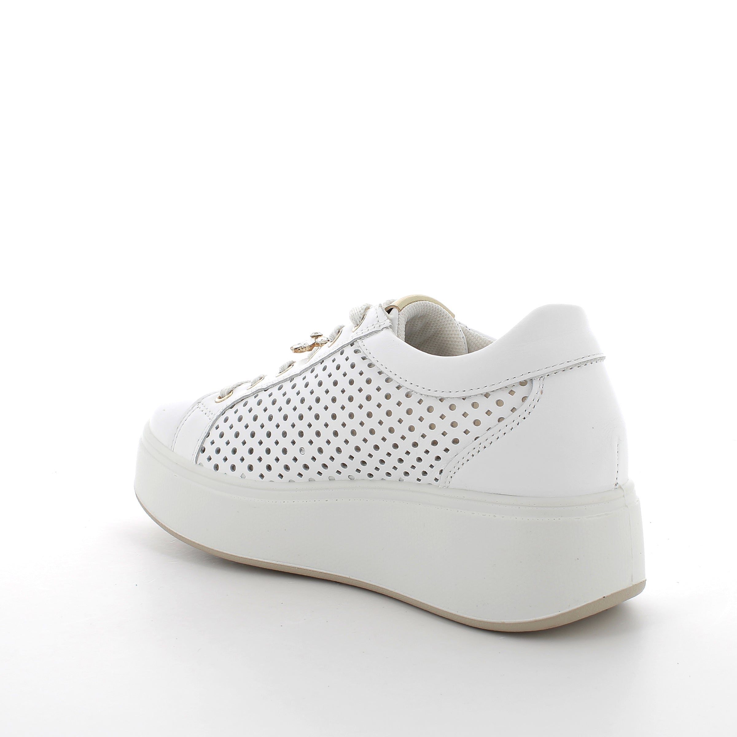 Women's Platform Wedge Fashion Sneakers White with Laces