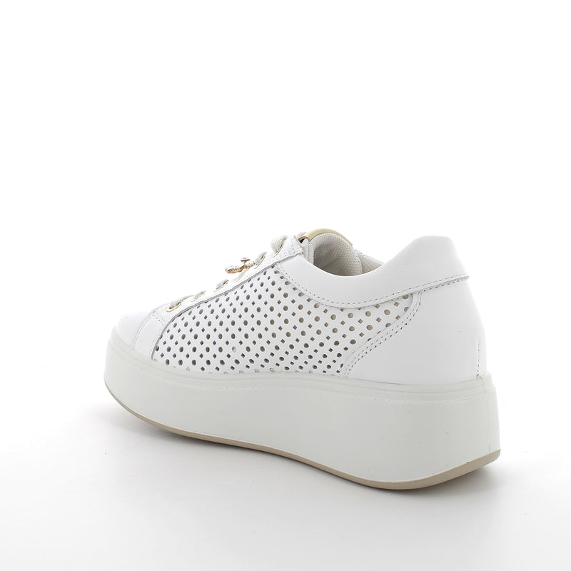 Women's Platform Wedge Fashion Sneakers White with Laces