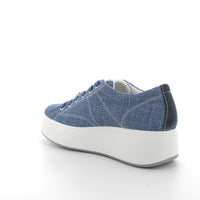 Women’s Platform Wedge Casual Sneakers Jeans Color with Laces