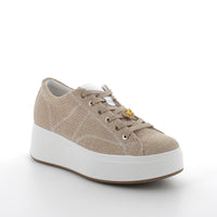 Women’s Platform Wedge Casual Sneakers Beige with Laces