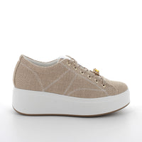 Women’s Platform Wedge Casual Sneakers Beige with Laces