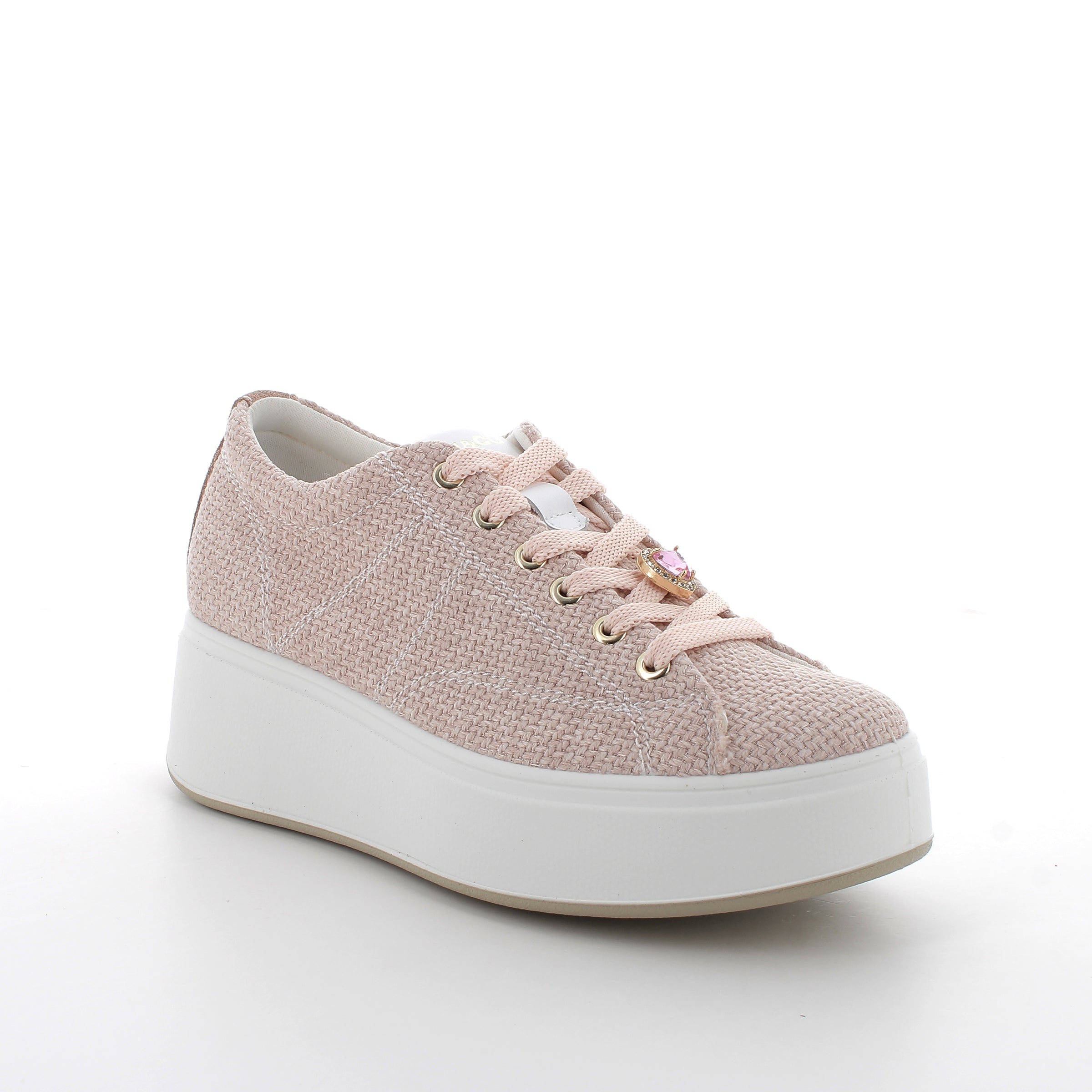 Women’s Platform Wedge Casual Sneakers Light Pink with Laces