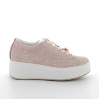 Women’s Platform Wedge Casual Sneakers Light Pink with Laces
