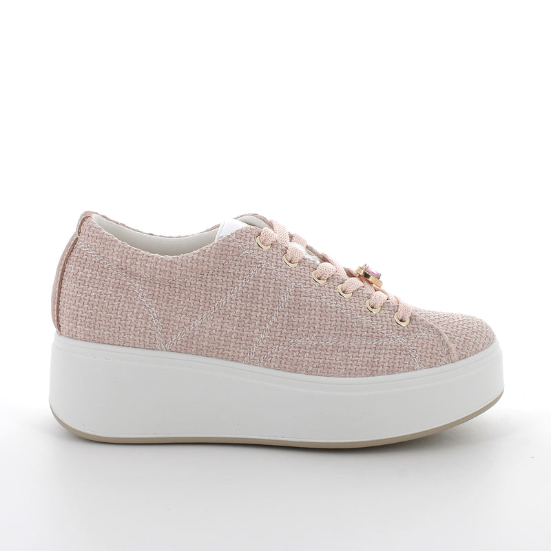 Women’s Platform Wedge Casual Sneakers Light Pink with Laces