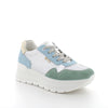 Women's Platform Wedge Casual Sneakers Green and Sky Blue with Laces