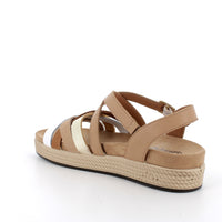 Women’s Beige and Brown Comfort Sandals with Buckle