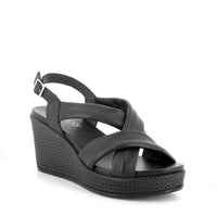 Women’s Black Wedge Fashion Sandals with Buckle Comfortable
