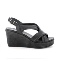 Women’s Black Wedge Fashion Sandals with Buckle Comfortable