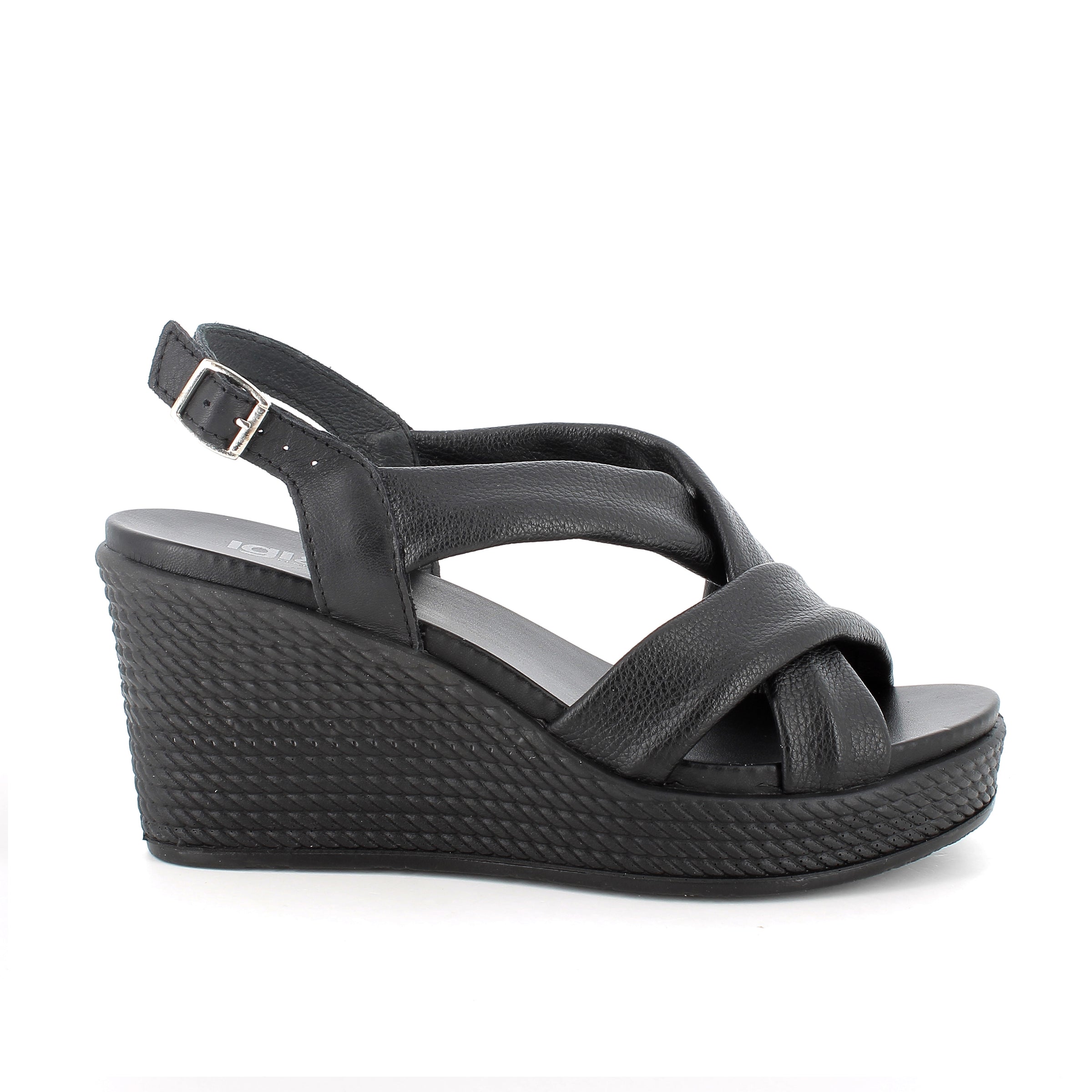 Women’s Black Wedge Fashion Sandals with Buckle Comfortable