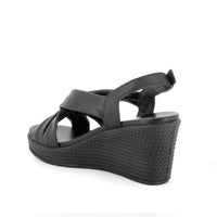 Women’s Black Wedge Fashion Sandals with Buckle Comfortable